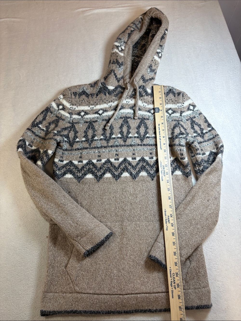 American Eagle Outfitters Taupe Hooded Fair Isle Sweater
